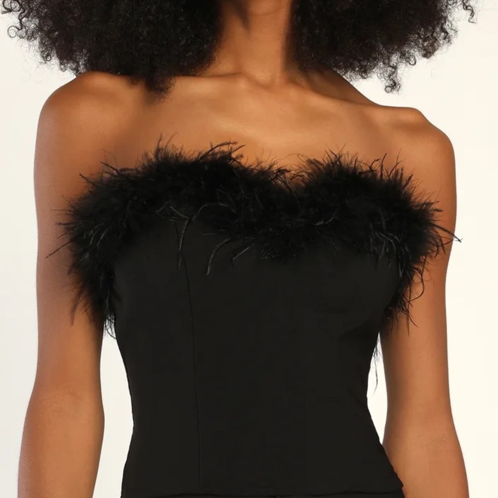 Lulus Black Feather Tube Top